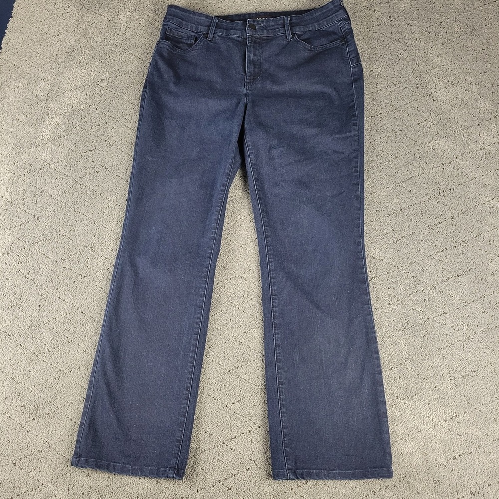 NYDJ Jeans Womens 12 Blue Marilyn Straight Lift Tuck Cool Embrace Stretch Denim‎